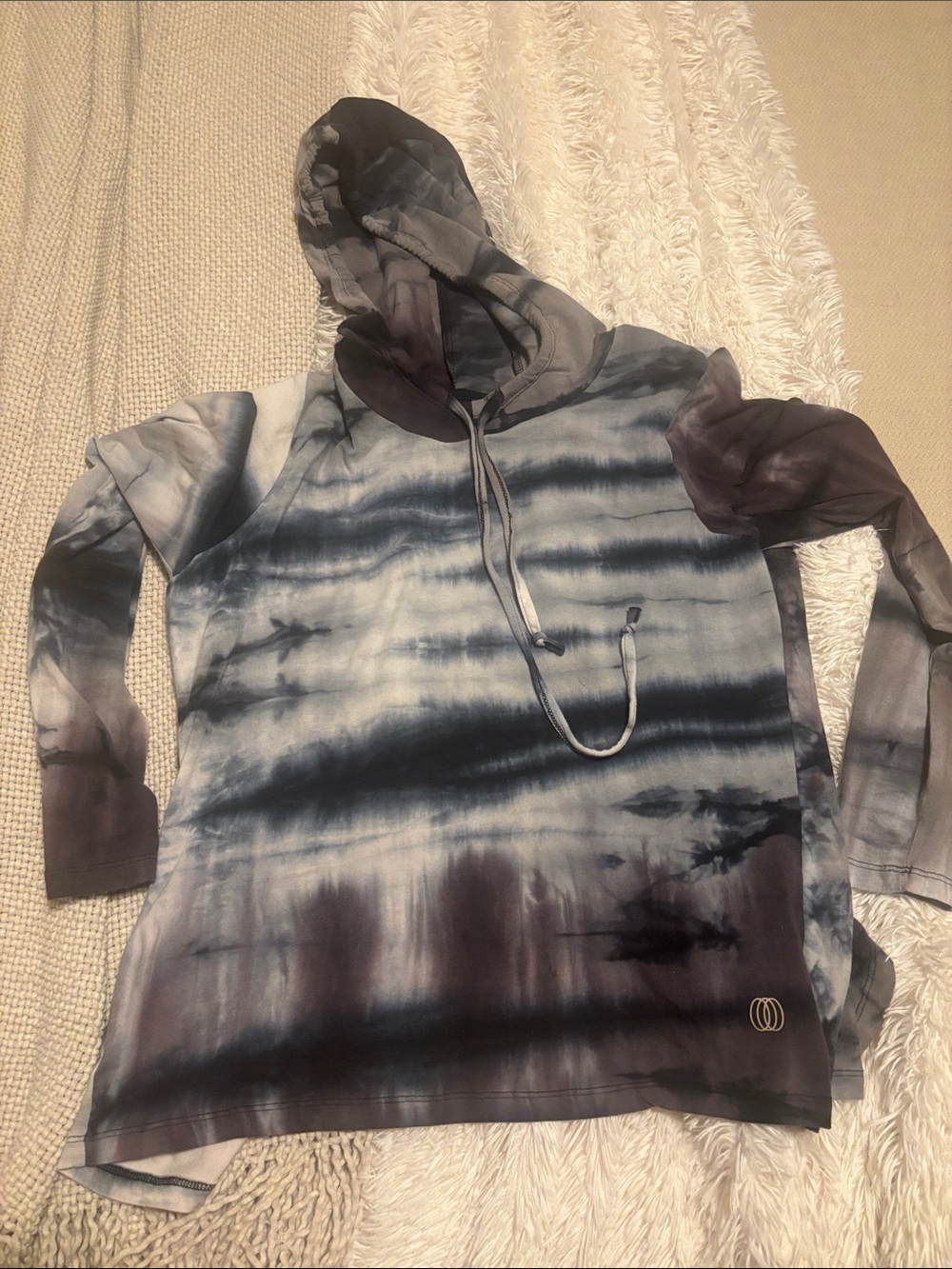 Balance Collection Navy and Light Gray Tie-Dye Hooded Sweatshirt